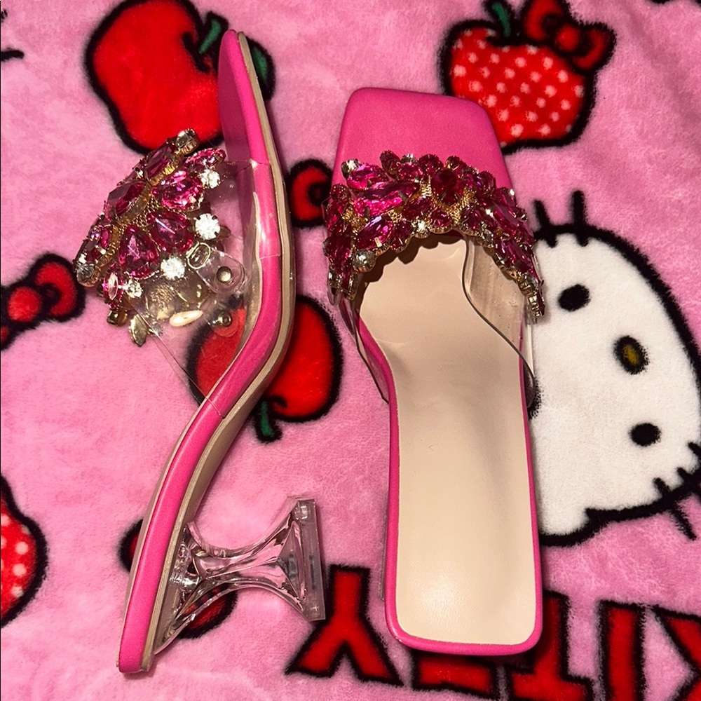 Elegant Pink Embellished Women's Heels